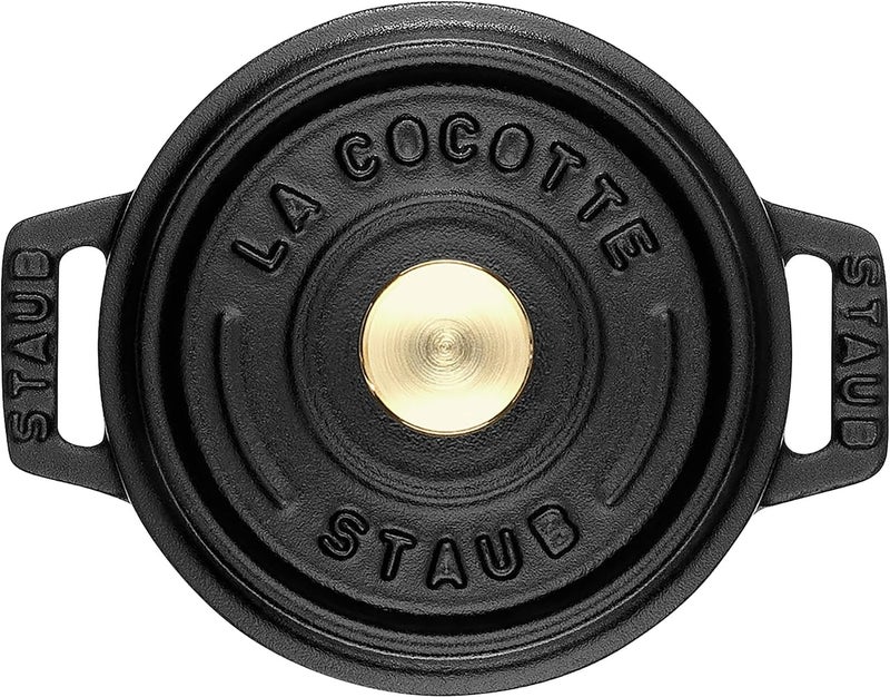 STAUB Cast Iron Dutch Oven 0.5-qt Round Cocotte, Made in France, Serves 1, Matte Black - Image 5